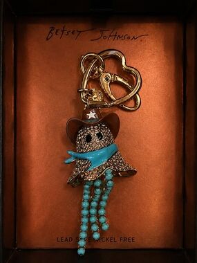 Betsy Johnson Spooky Sherriff Cowboy Ghost Keychain Bagcharm New In Box